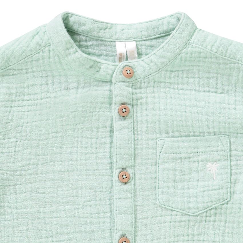 Chemise manches courtes en gaze de coton pour bébé garçon - Vert