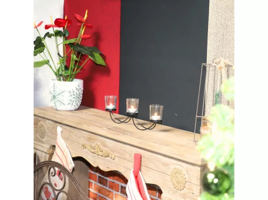 Photophore bougie Noël bougeoir lanterne métal verre noir 40cm