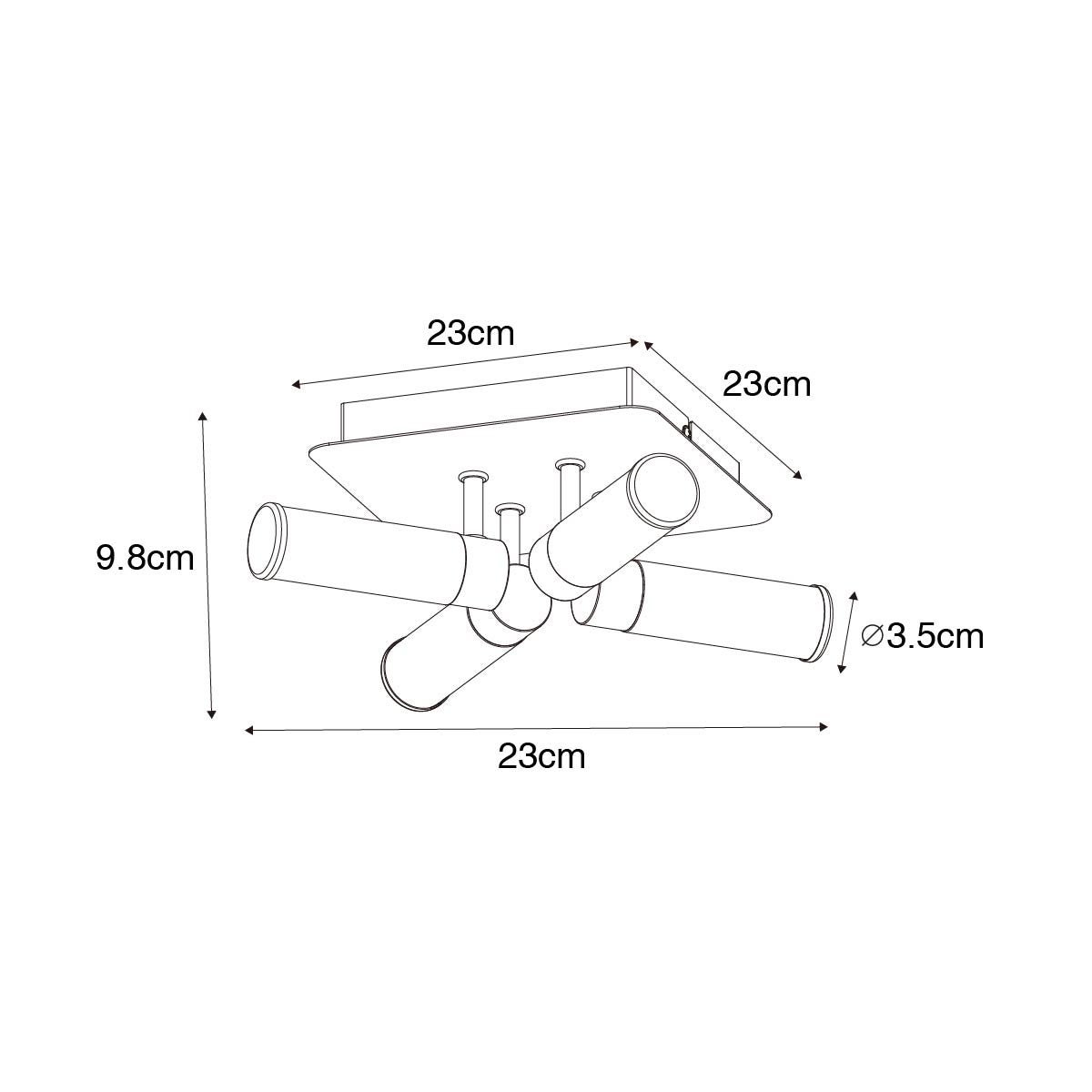 Moderne badkamerplafondlamp, staal, 4-lichts, IP44 - Bad