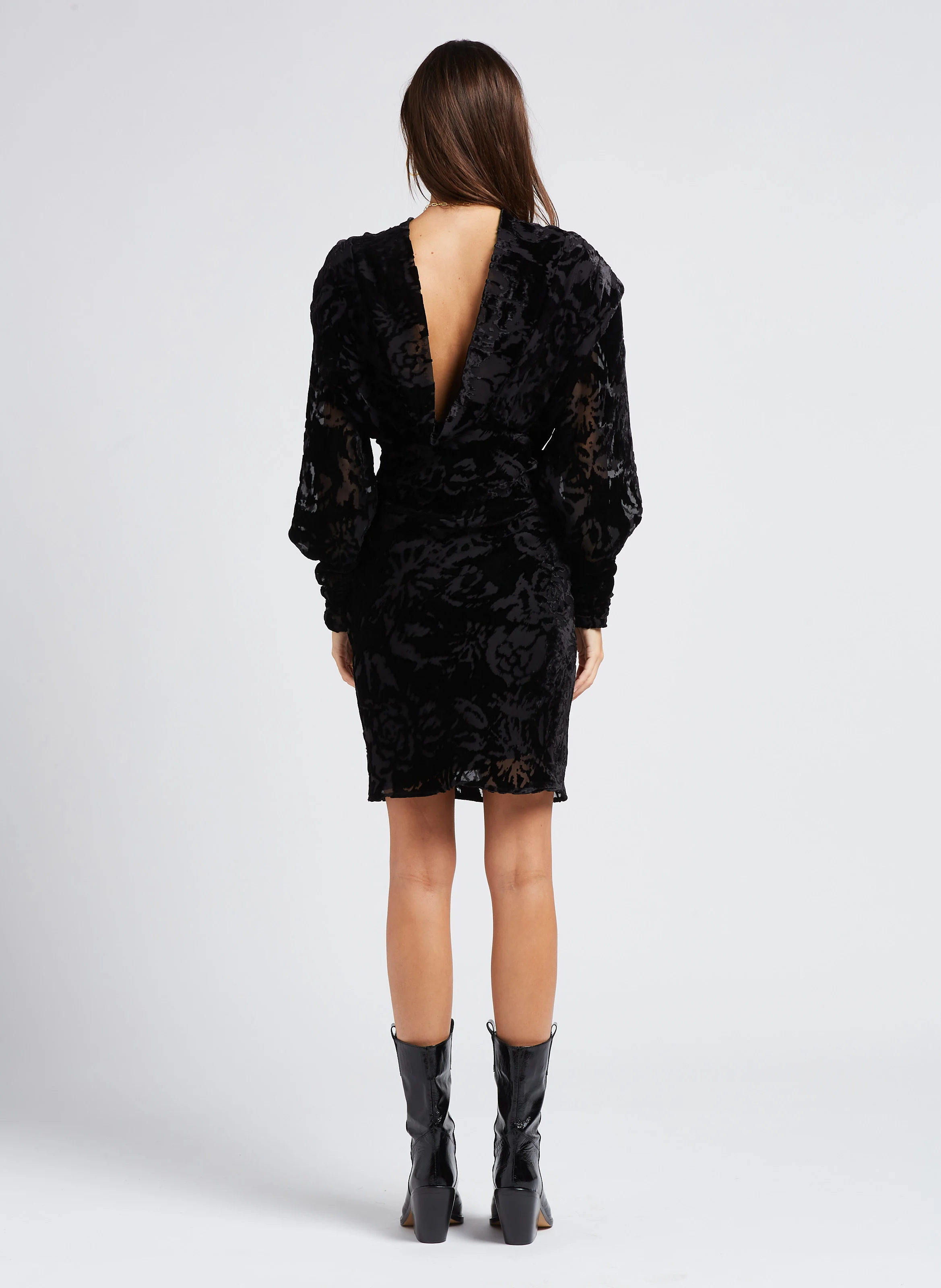 NARIVO - Robe droite courte à col montant en jacquard| Noir