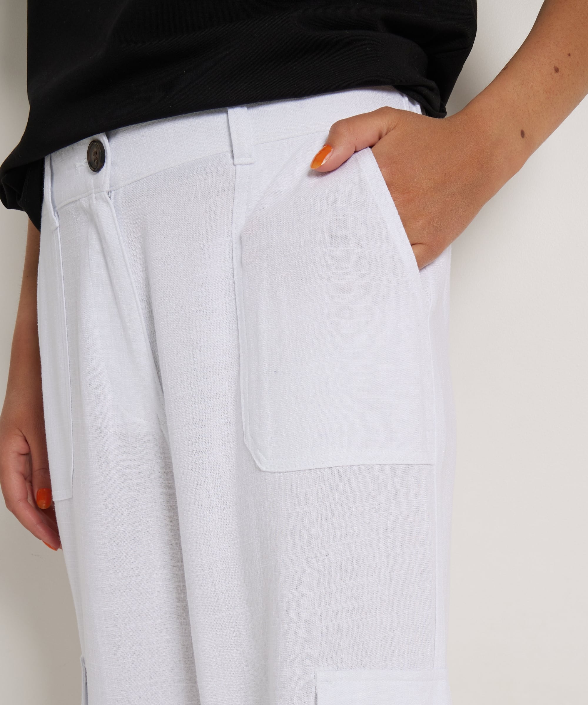 linnenlook loose fit broek cargo