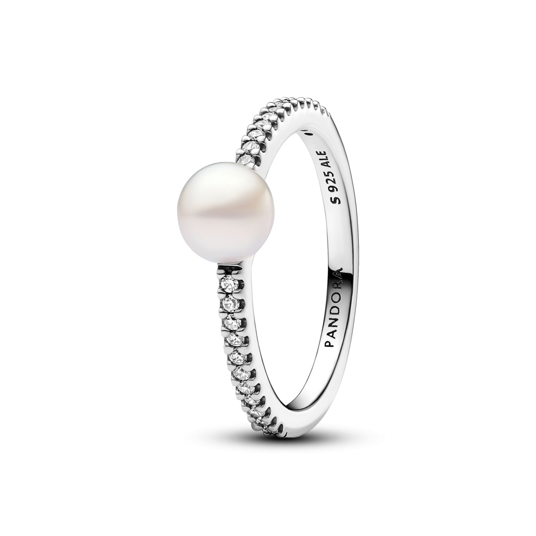 Pandora Timeless Behandelte Süsswasserzuchtperle & Pavé Ring 925 Silber