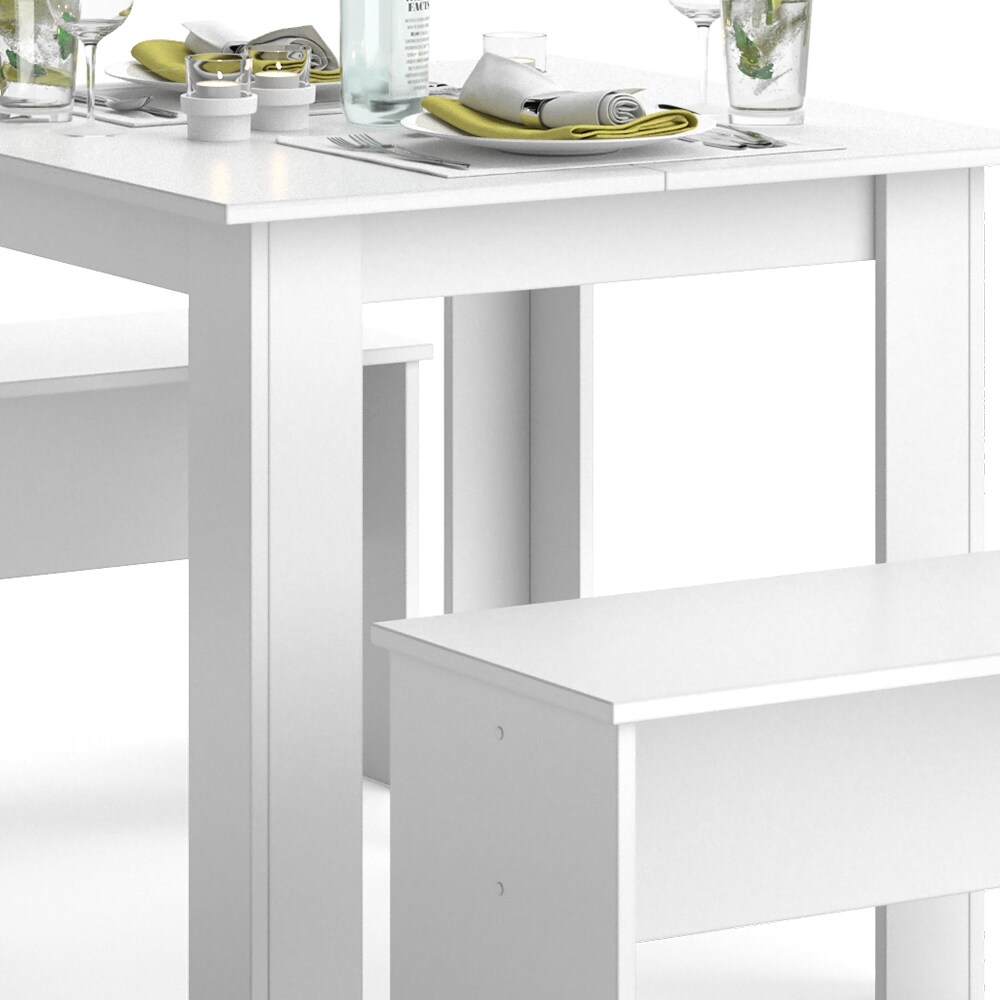 Vicco Tischgruppe Sitzgruppe Esszimmer Sentio Esstisch Sitzbank Weiß 80 cm