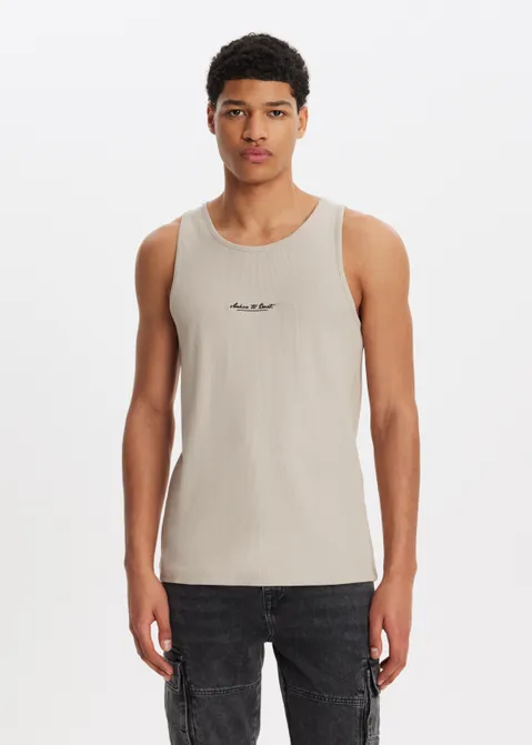 Singlet met rib zand (ZAND)