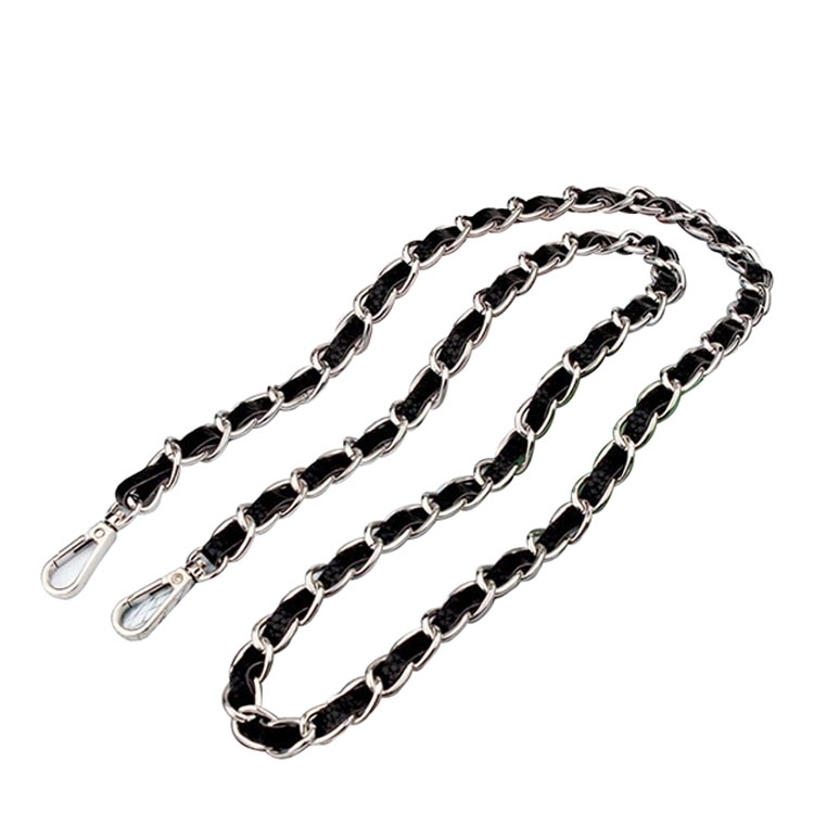iPhone SE (2022/2020) / 8 / 7 Necklace Gummi Hülle Air Cushion Fallschutz   Handykette Leder / Metall (120cm) - Schwarz / Silber