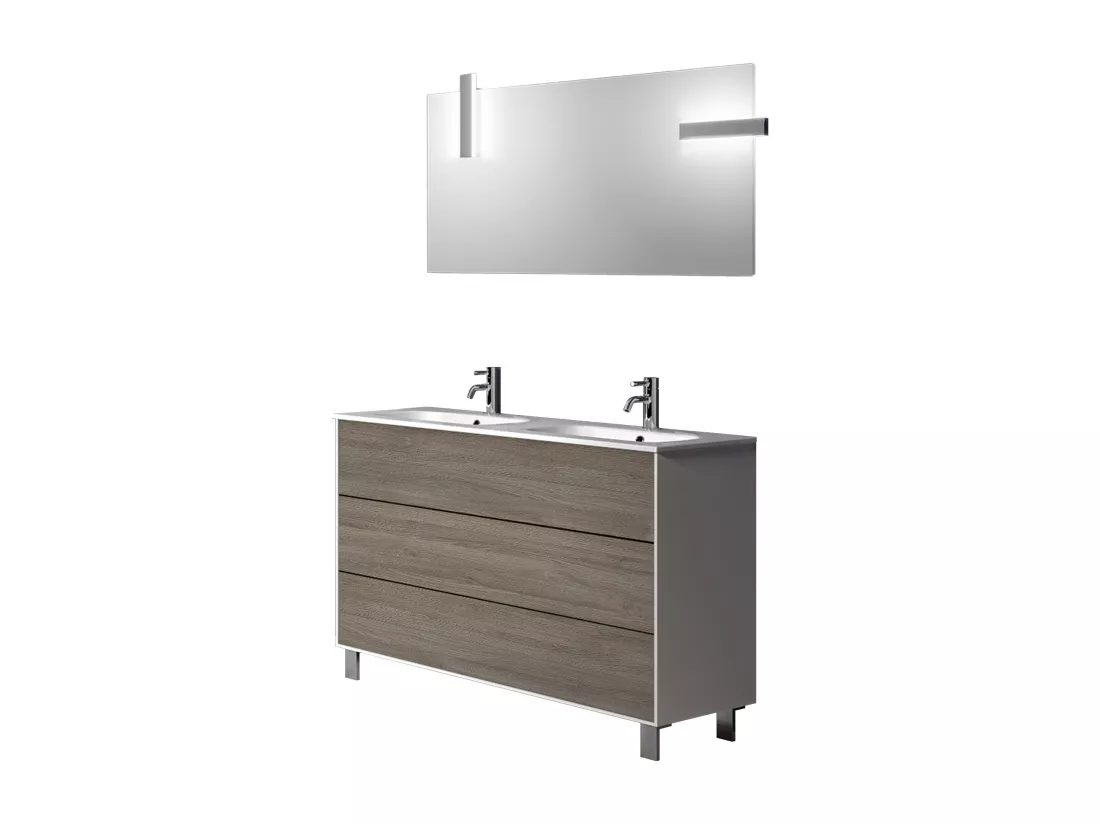Ensemble de salle de bain double vasque 5 pièces IGEA chêne cendré