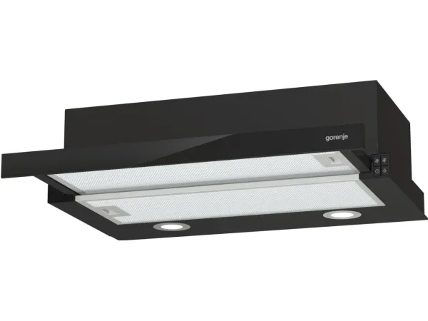 Gorenje Essential TH62E4BG - Hætte - teleskopisk - bredde: 60 cm - dybde: 30.6 cm - udtrækning og recirkulation (-) - sort