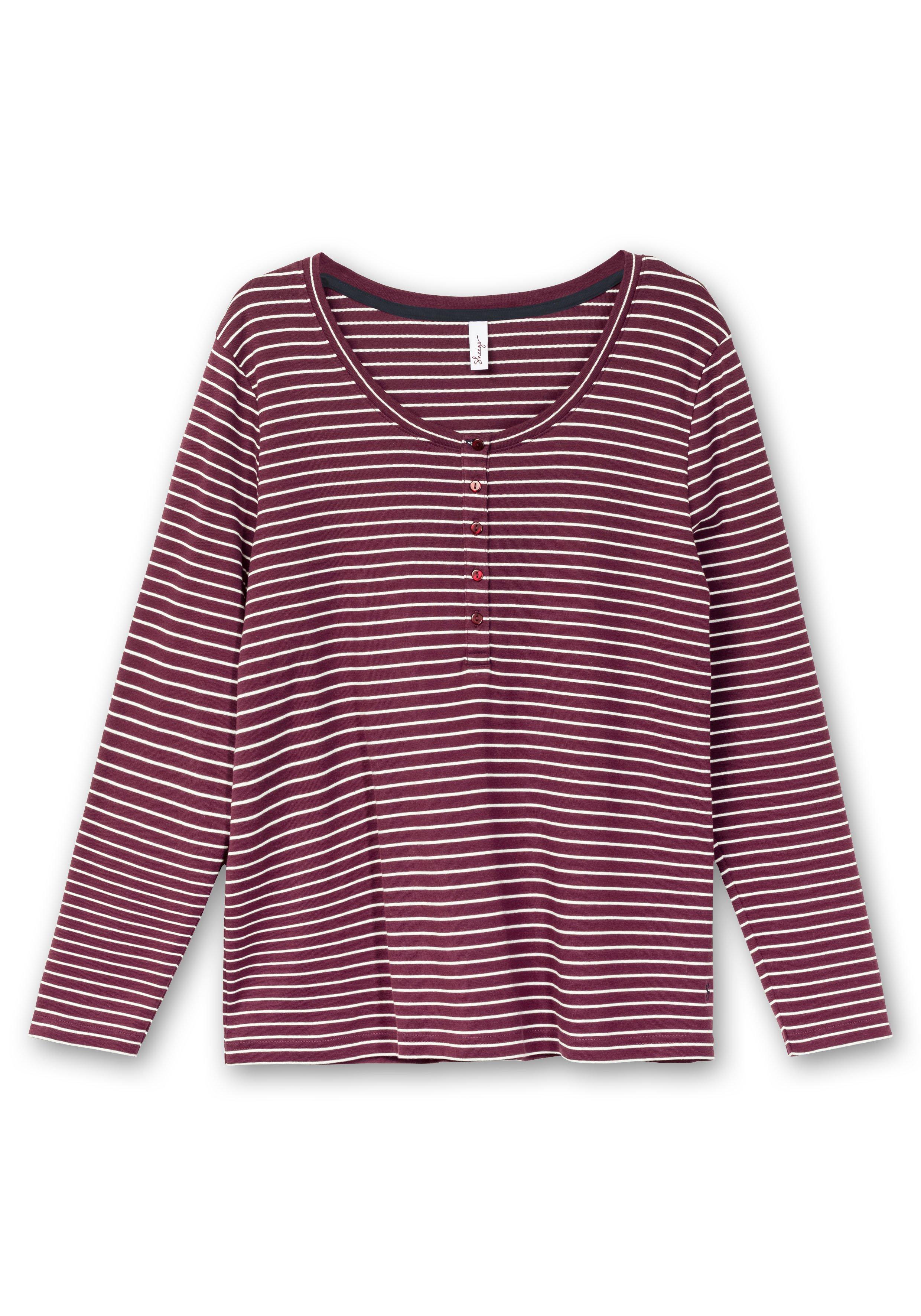 Gestreiftes Langarmshirt mit Knopfleiste