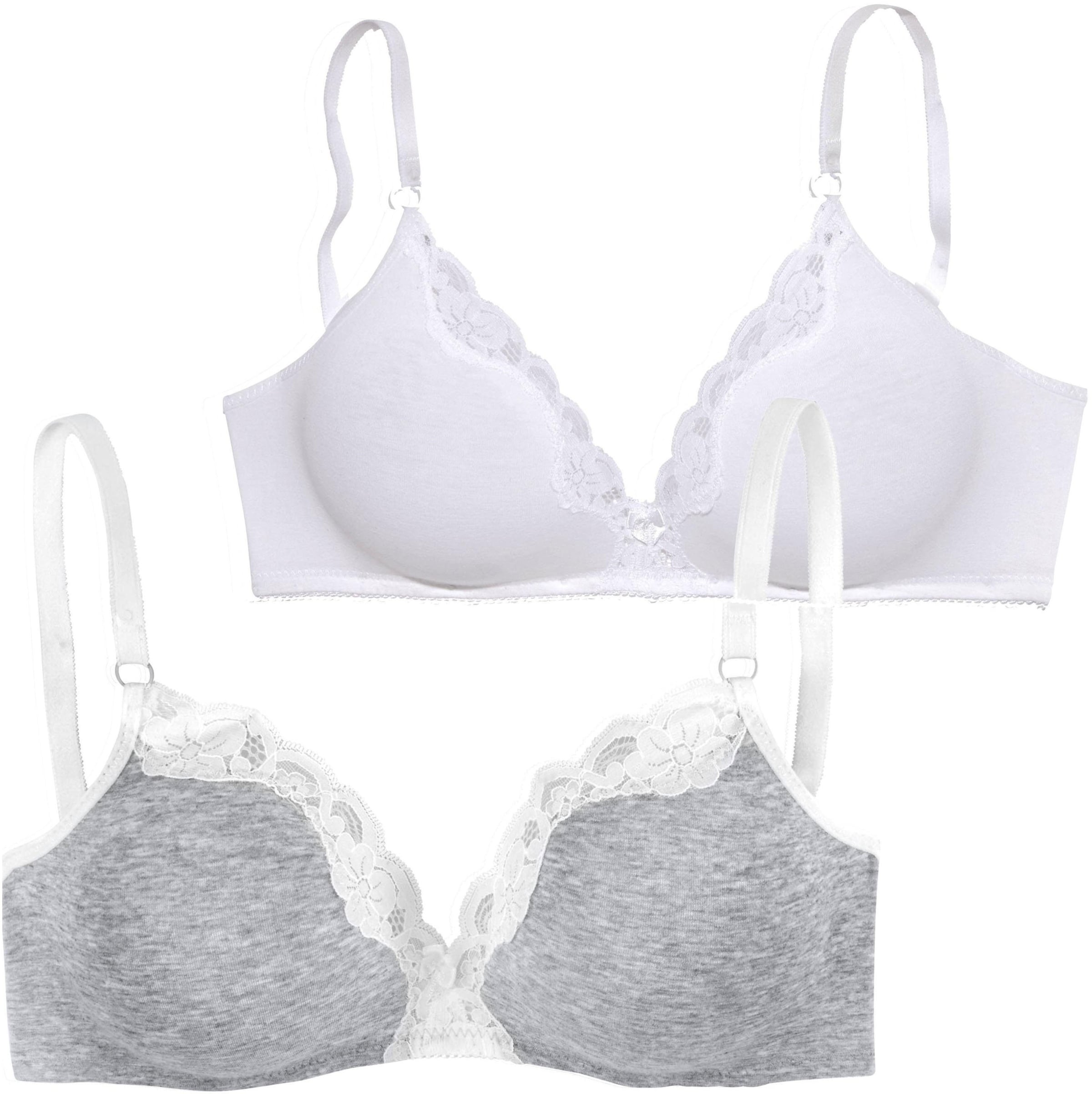 petite fleur Bralette-BH in hellgrau-meliert+ weiß