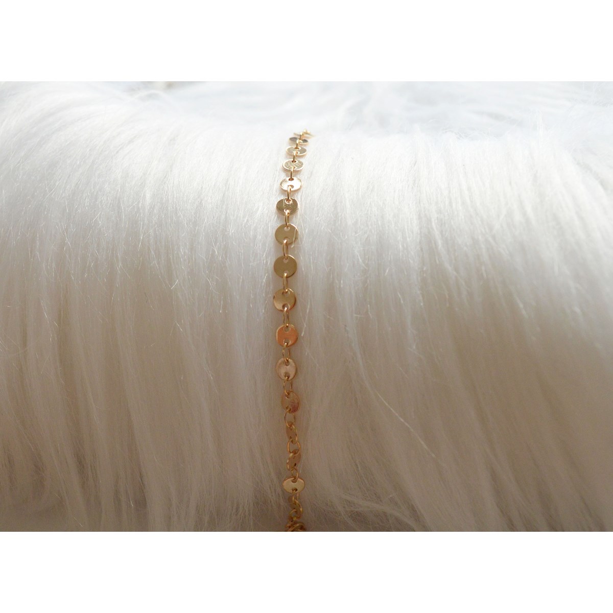Bracelet chaîne fantaisie disques -Plaqué or