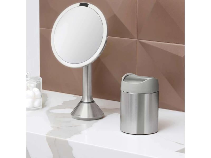 Simplehuman Abfalleimer 1.5 l, Silber Mini Abfalleimer mit Schwingdeckel
