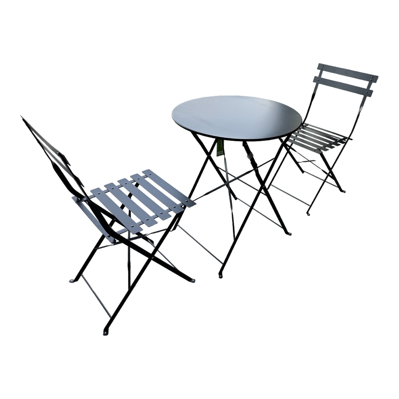 Jet-Line Jet-Line | Bistro Gartenmöbel Set | schwarz | Tisch mit 2 Klappstühlen | Terrasse | Balkon | Garten