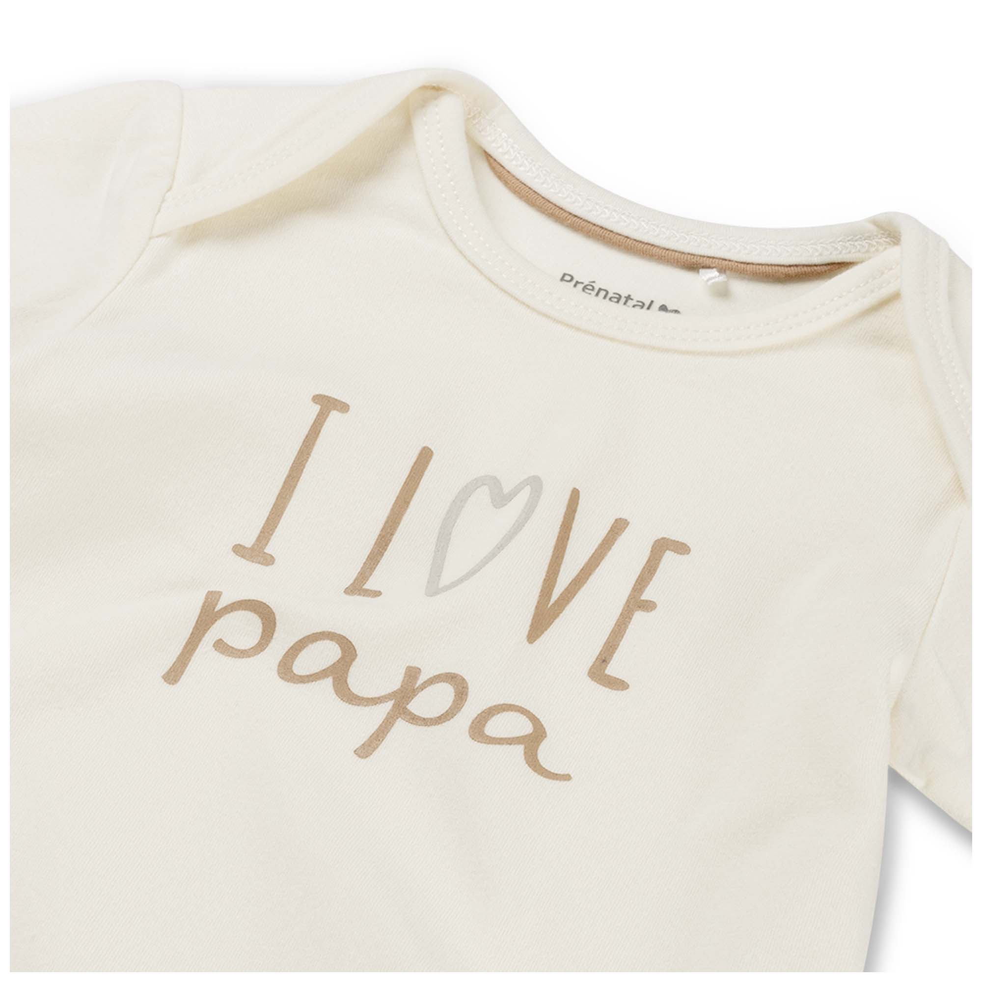 Prénatal romper i love papa korte mouwen tekst wit