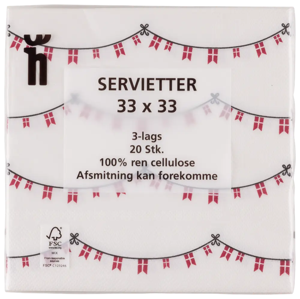 Dannebrog servietter 20-pak assorterede varianter