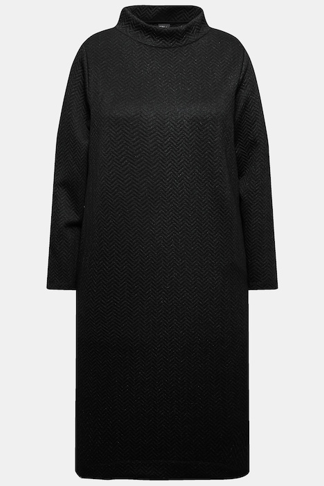 Sweatkleid, Metallic-Effekt, Stehkragen, Langarm