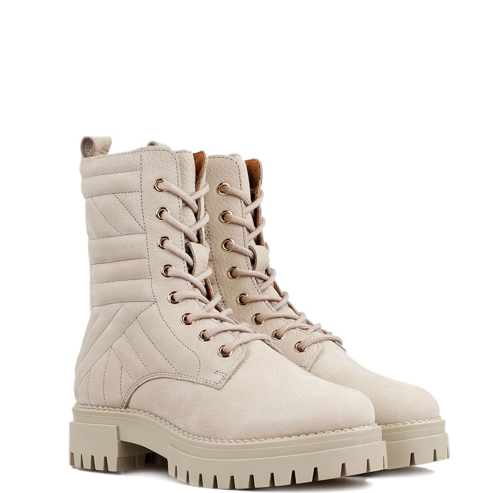 Bikerboots puffer offwhite nubuck