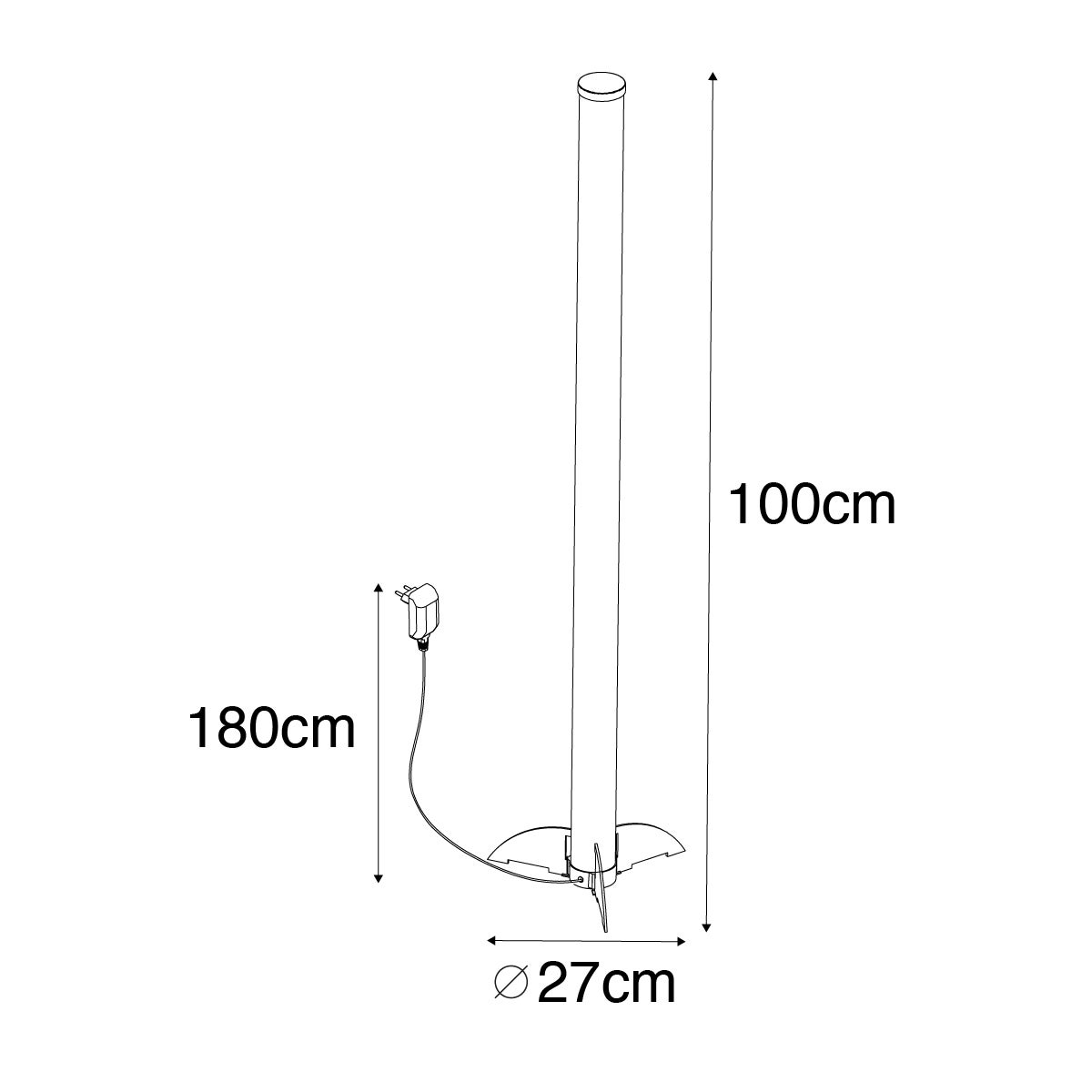 QAZQA - Design Vloerlamp | Staande Lamp | Lamp | Licht, zwart, dimbaar in Kelvin met afstandsbediening - Bomba Dimmer | Dimbaar | Woonkamer | Slaapkamer - Kunststof, Langwerpig - I (niet