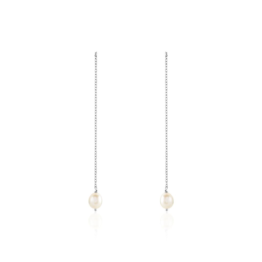 Boucles D'oreilles Pendantes Garance Argent Blanc Perle De Culture