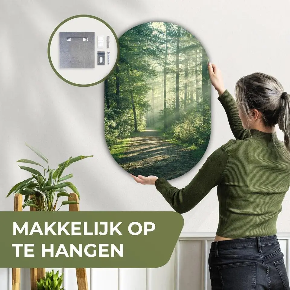 MuchoWow Wand decoratie 60x90cm Bos Pad Zon Bomen Groen