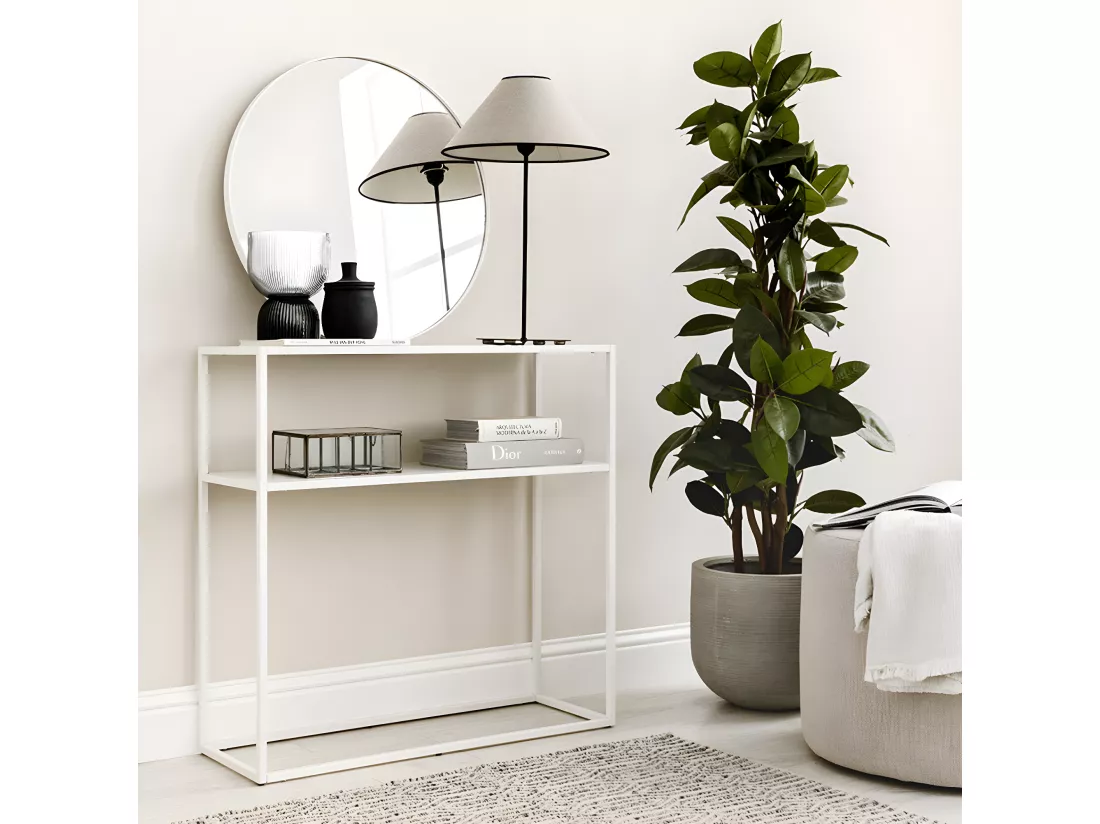 Console métal blanc 80 cm x 80 cm-Split