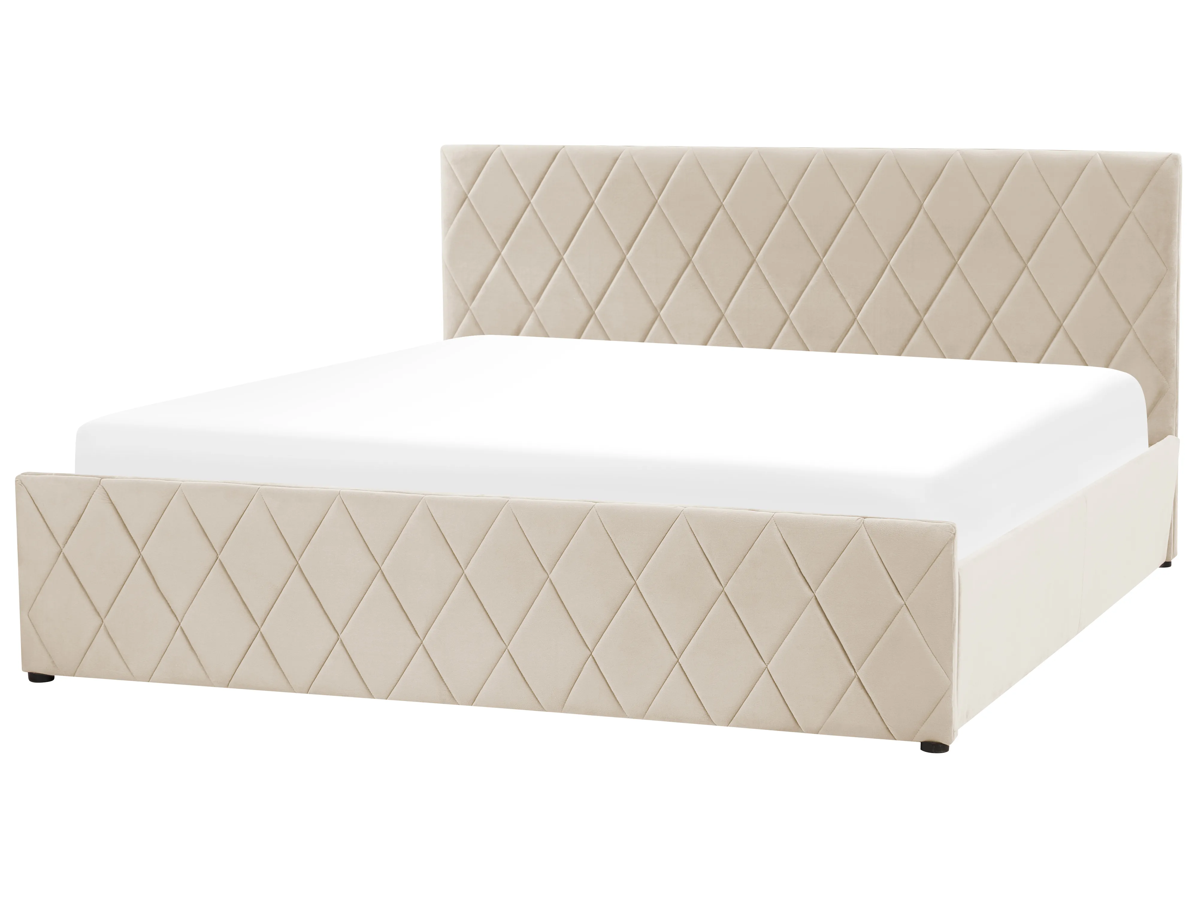 Bed met opbergruimte Fluweel ROCHEFORT 180 x 200 cm Beige
