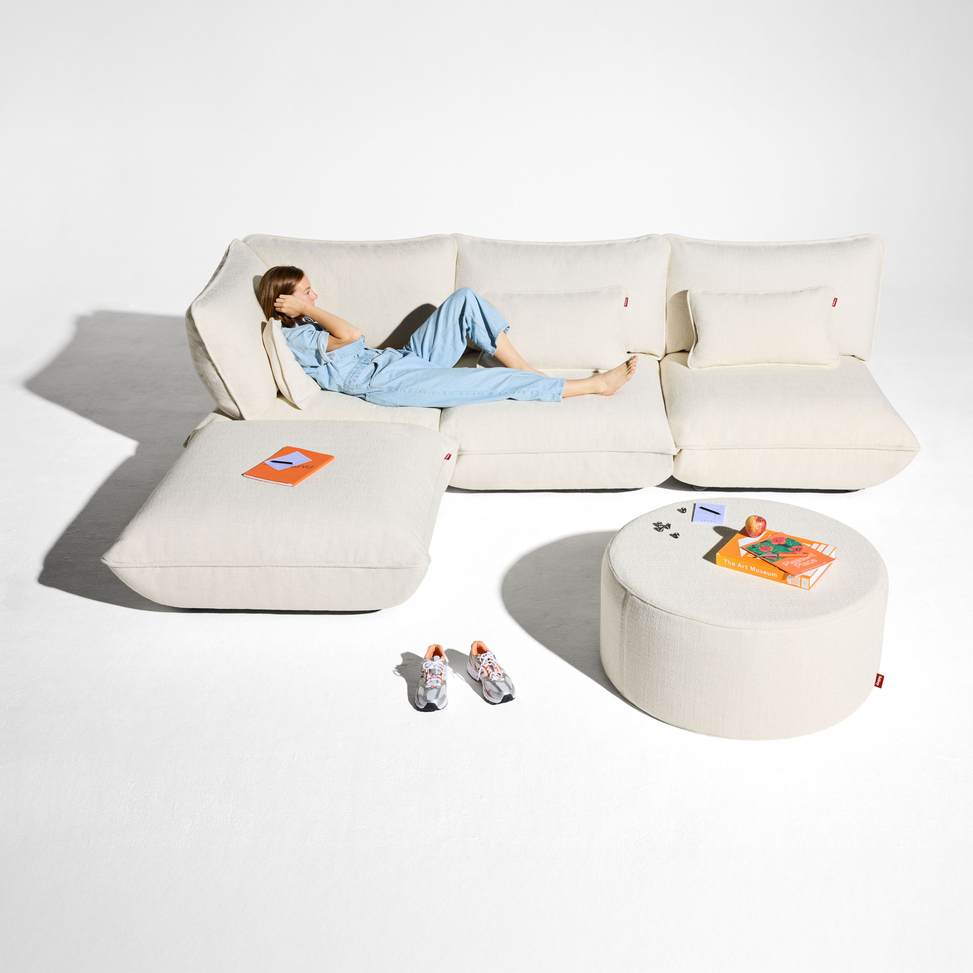 Hocker Sumo boucle recycled creme