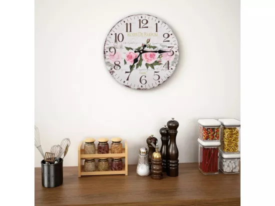 Horloge murale vintage Fleur 30 cm