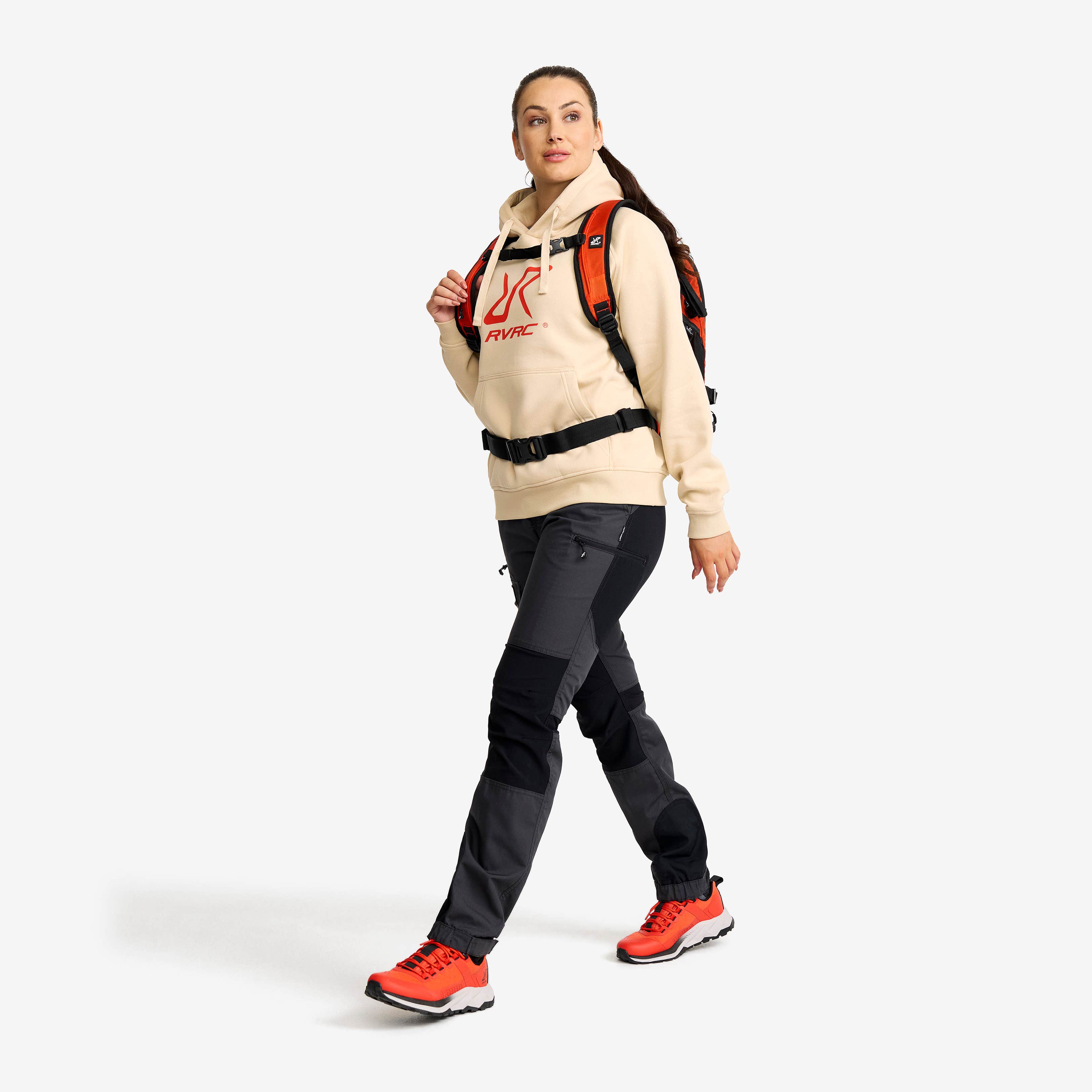 RVRC Hoodie Dame Oatmeal/Aurora Red