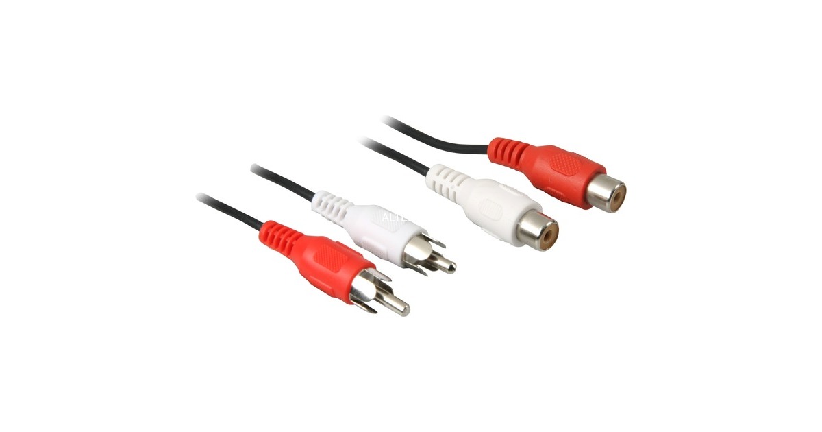 goobay2x Tulp verlengkabel  (Zwart, 5 meter, Stereo)