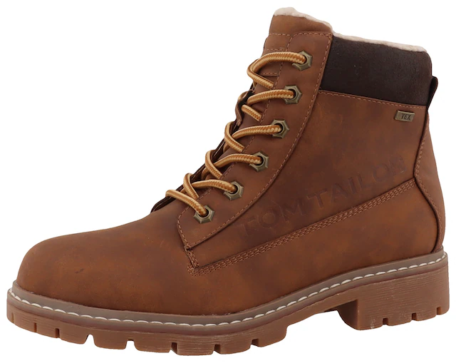 TOM TAILOR Winterboots  , Blockabsatz, Winterstiefelette, Schnürboots mit Logoprägung