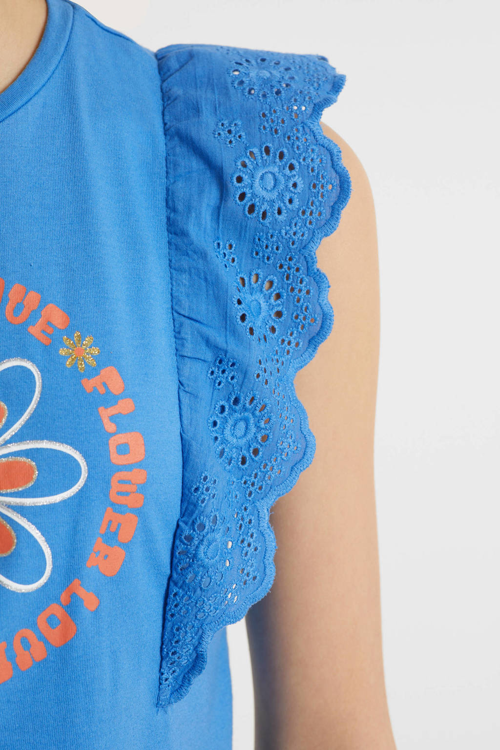 anytime T-shirt met printopdruk blauw