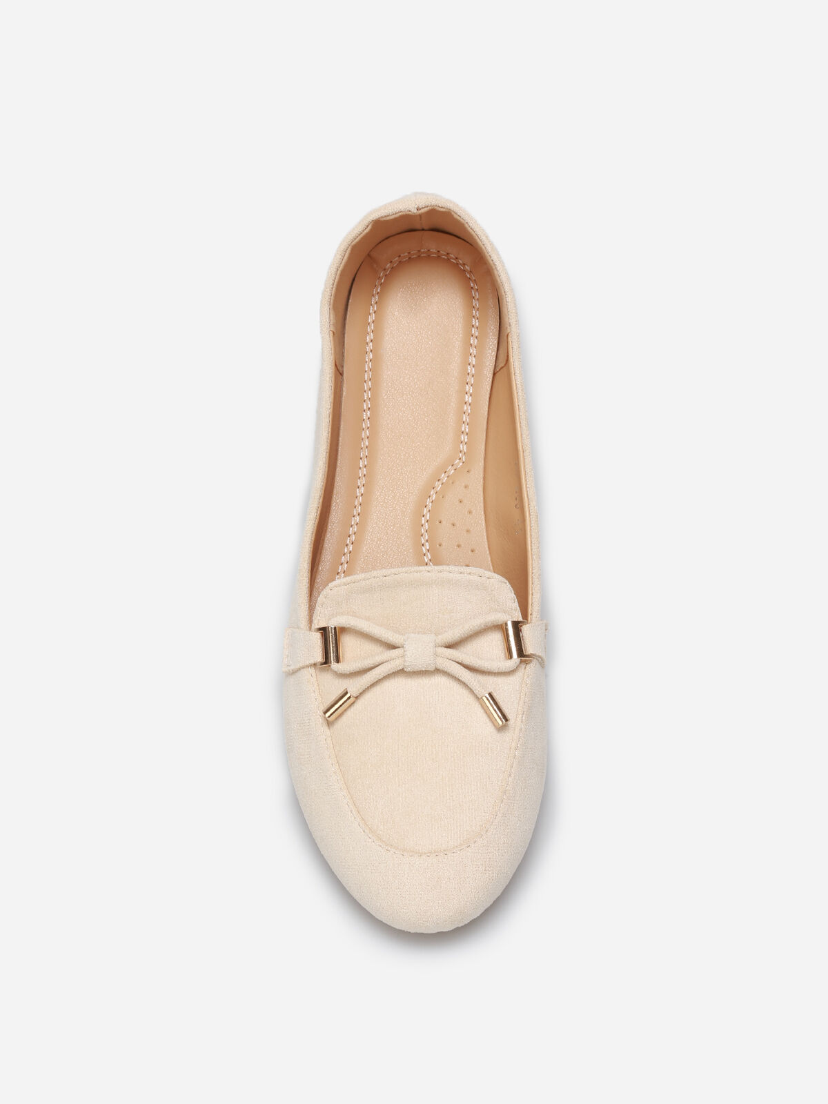 Mocassins en suédine à nœud grandes tailles- Beige