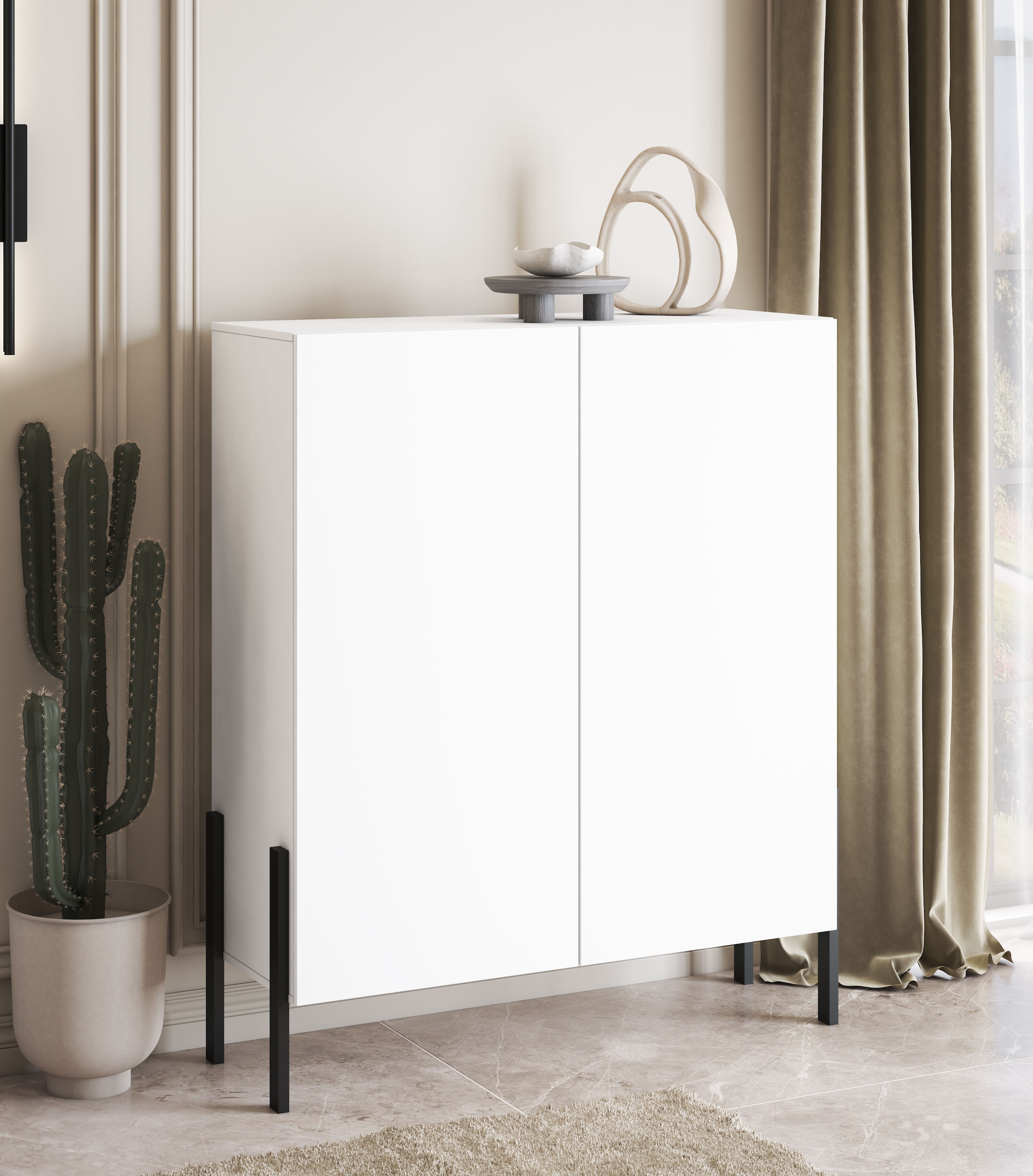 INOSIGN Kommode »Jukon, Breite 110 cm, moderne grifflose Hochschrank, 2Türen« Highboard mit viel Stauraum, push-to-open-Funktion