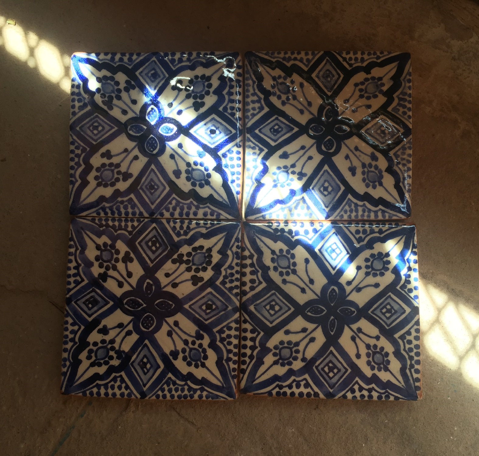 Fliese 'Safi Bleu', blau, weiß, L 10 cm, B 10 cm von fischer's lagerhaus