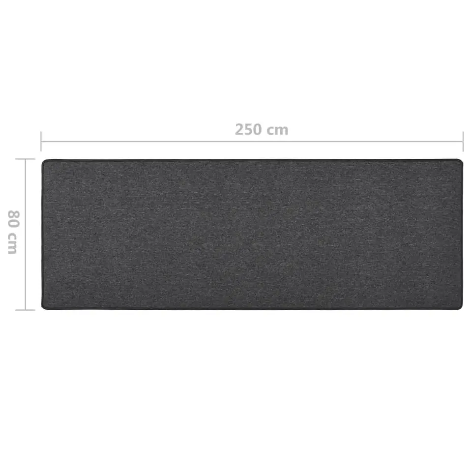 vidaXL - Vloerkleed - Antraciet - Polypropyleen - 80 x 250 cm