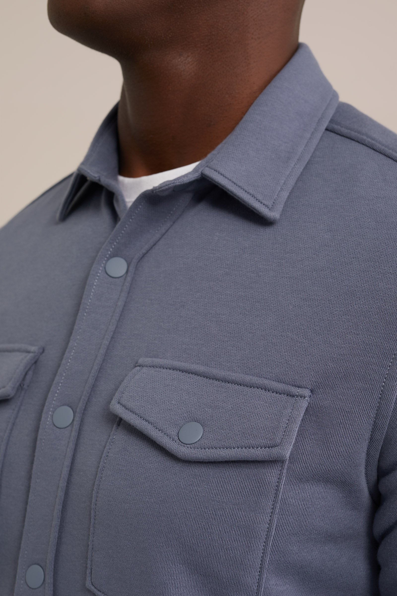 gebreid smart overshirt van katoenmix Fundamentals Grijsblauw
