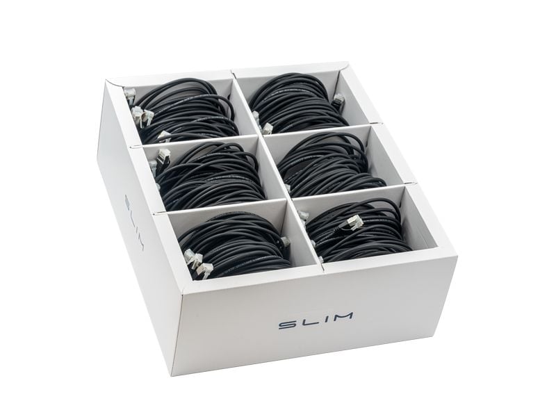 SLIM Slimpatchkabel RJ-45, Cat 6A, U/FTP, 2 m, Schwarz, 60- SLIM Multipack, 60x 2.0m KAT6A Patchkabel, schwarz