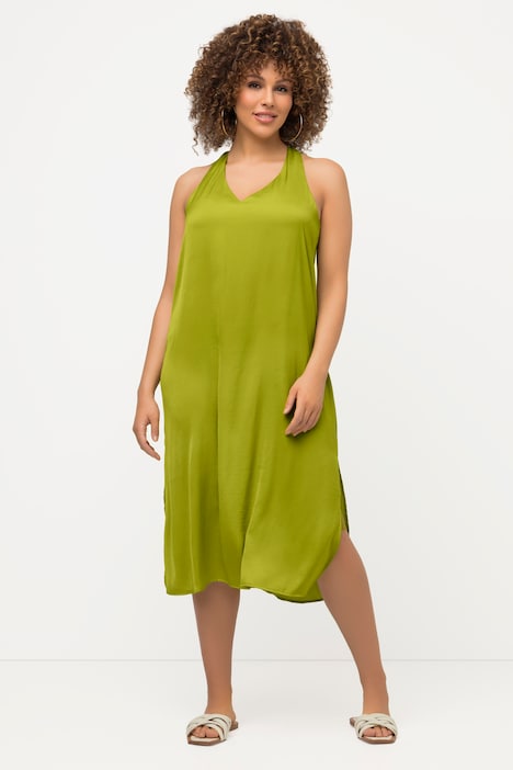 Midikleid, A-Linie, V-Ausschnitt, ärmellos