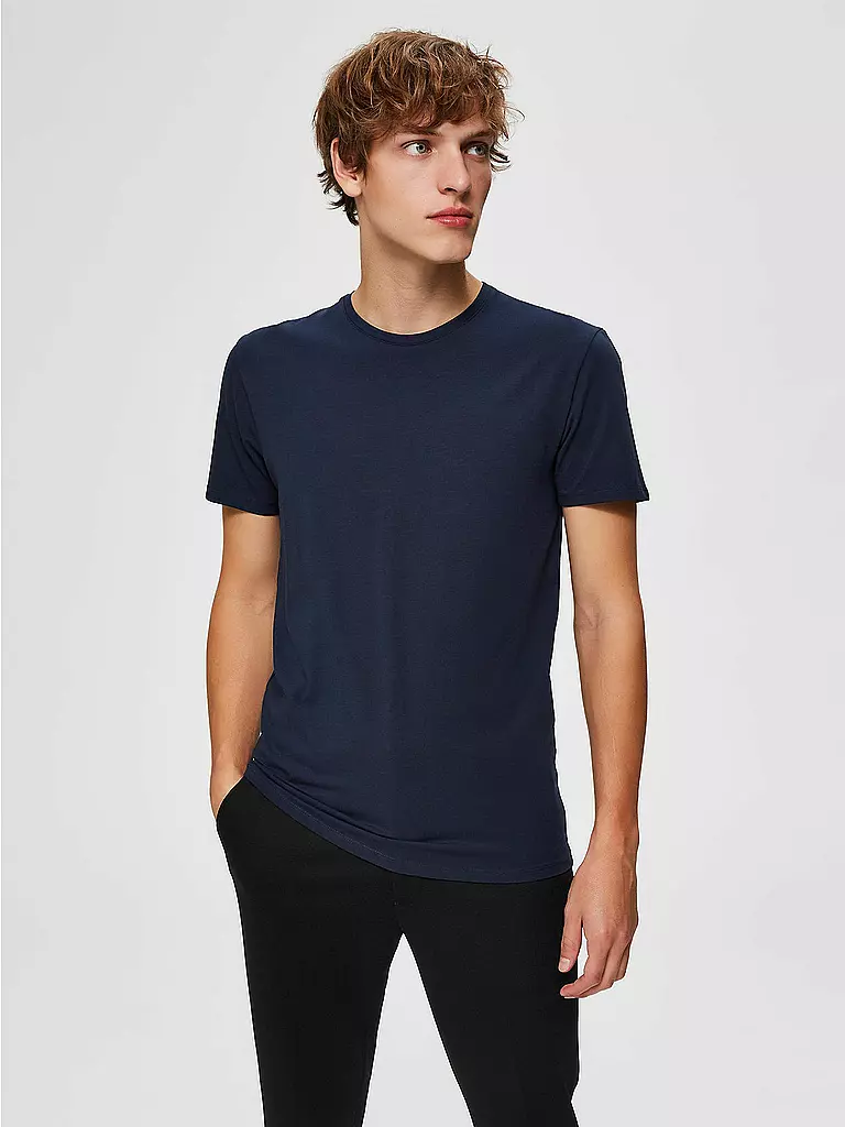 SELECTED T-Shirt SLHNEWPIMA blau