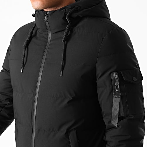 Doudoune Slim Fit Capuche Poche Bomber Noir