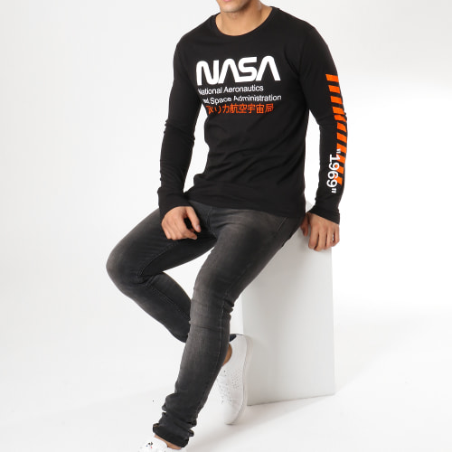 Tee Shirt Manches Longues Admin Noir Orange