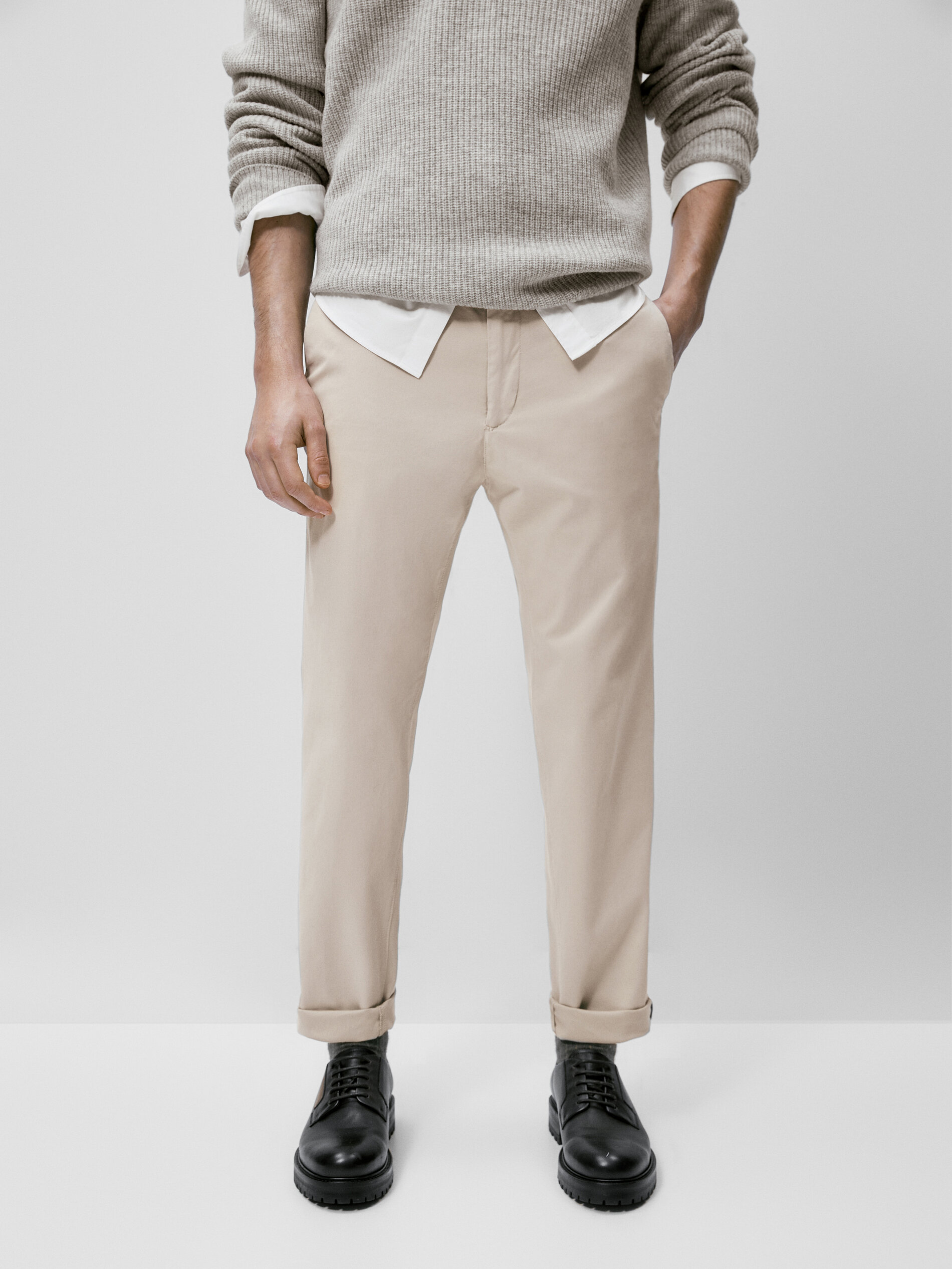 Calça chino slim fit - Bege claro