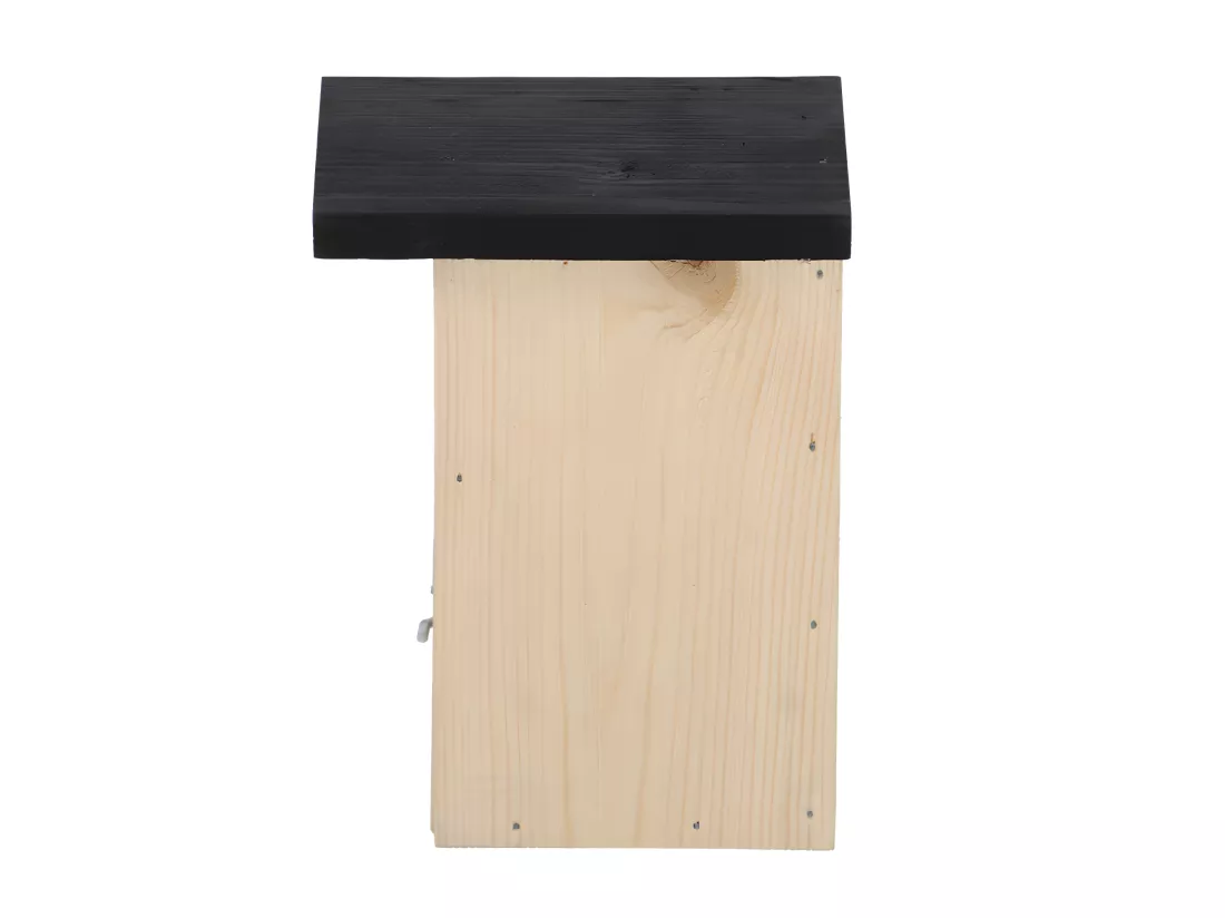 Nichoir pour oiseaux en bois avec toit et petite porte - Beige/Noir - L 13,8 x P 12 x H 17,4 cm