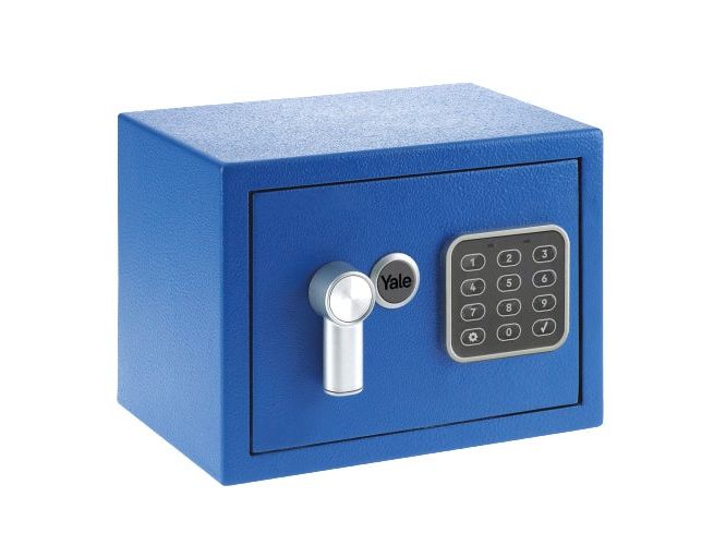 Yale Möbeltresor Value Safe Mini XS, 3,8 l, Blau Tresor mit Tastenfeld und LED-Anzeige