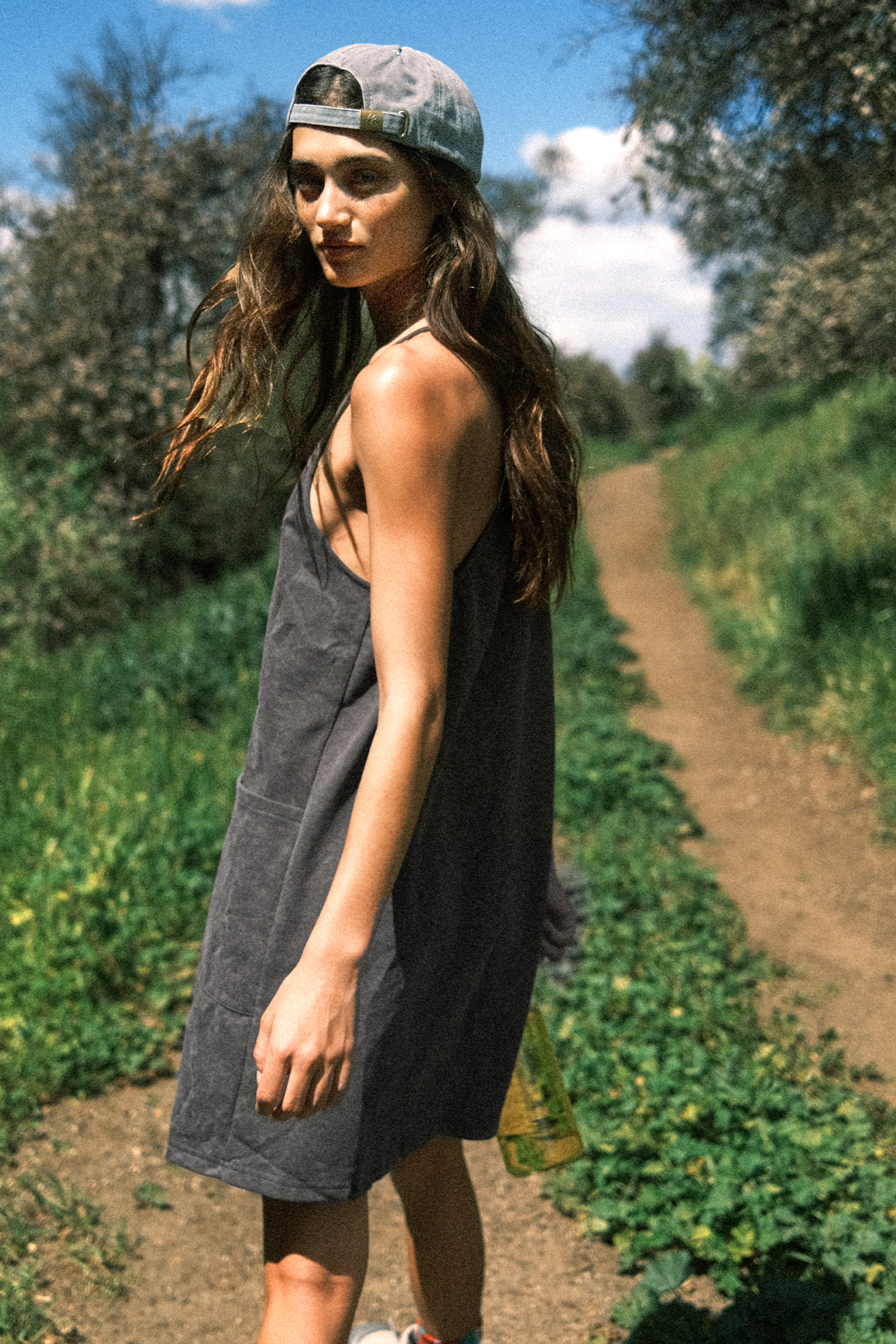 Robe mini à poches plaquées gris fumé