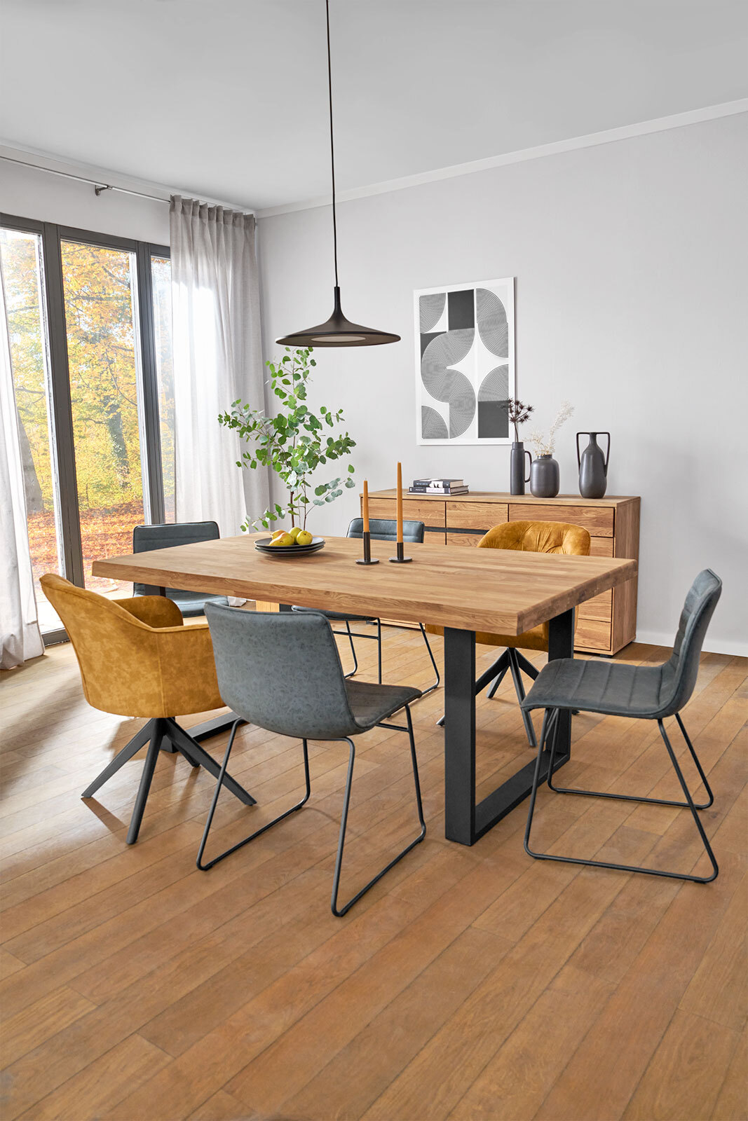 Esstisch NOVA TWO U 180 x 100 cm Metall /Eiche geölt