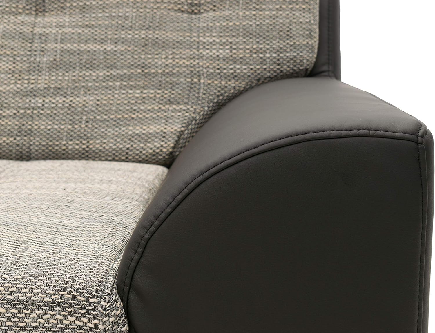 DOMO. collection Ecksofa Treviso, Sofa in L-Form aus Kunstleder und Webstoff, Eckcouch, Couch, Polsterecke, 267 x 178 x 83 cm (BxTxH), grau/schwarz