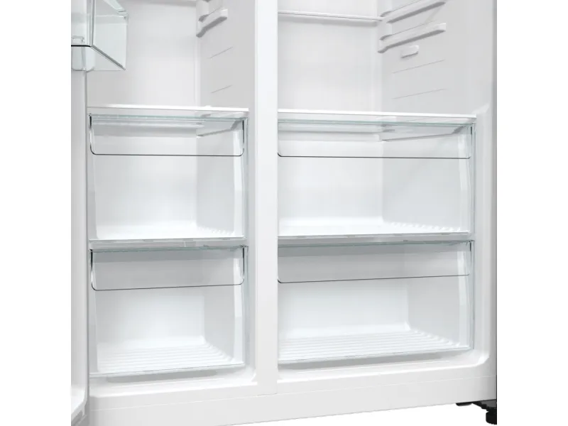 Gorenje G600 NRR9185EAXLWD - Køleskab/fryser - side-by-side med vanddispenser - bredde: 91.5 cm - dybde: 67 cm - højde: 178.6 cm - 547 liter - Klasse E - struktureret grå metallisk
