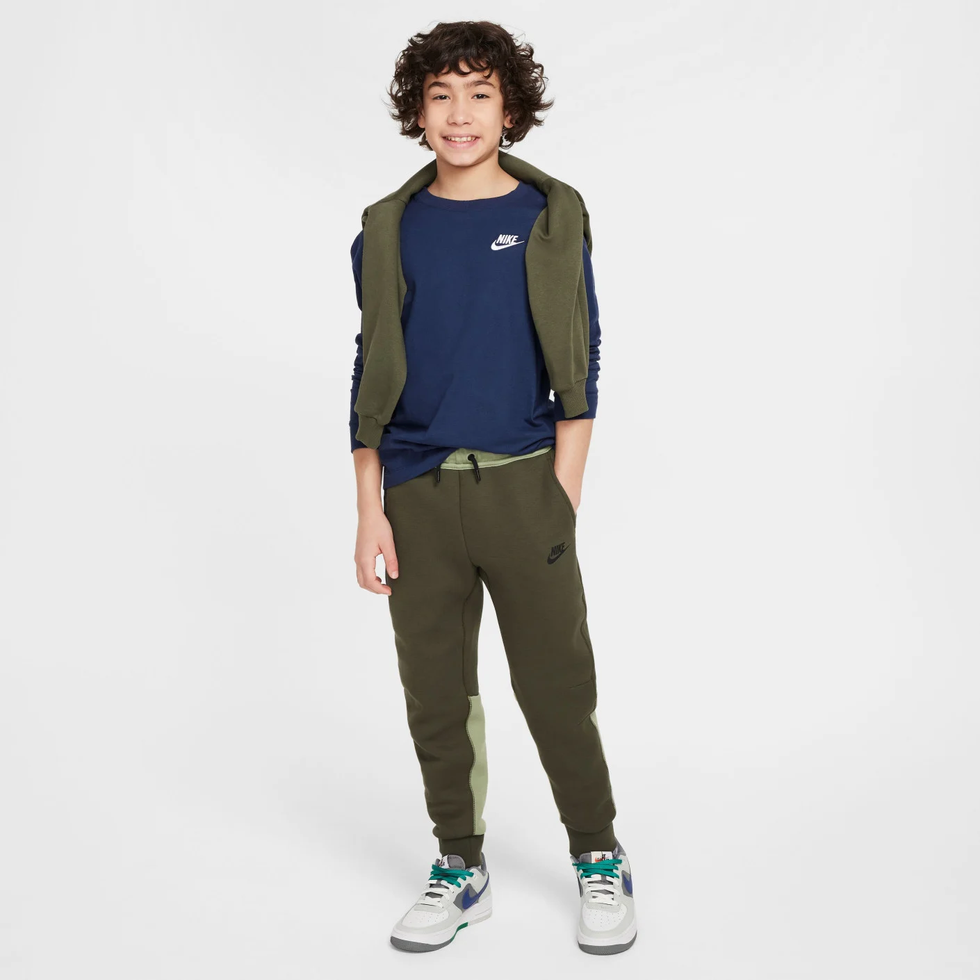 Nike Tech Fleece Sportswear Joggingbroek Kids Donkergroen Lichtgroen Zwart