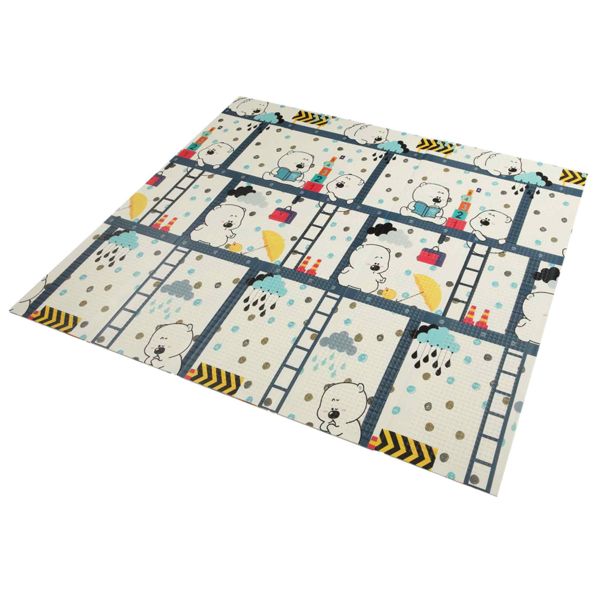 Baby Vivo Spielmatte / Spielteppich für Kinder doppelseitig mit Wald 200 x 180 cm - Bär
